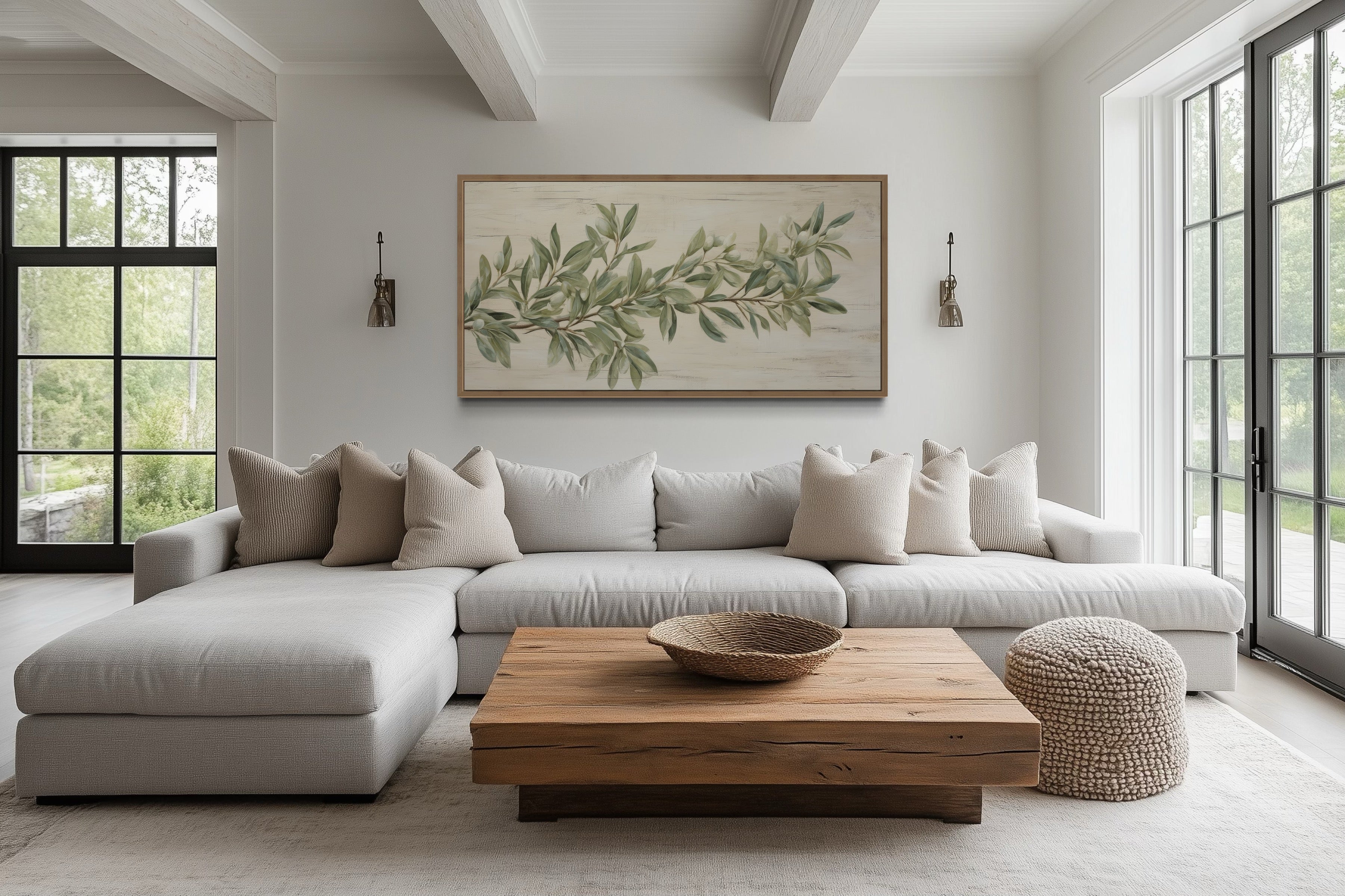 Sage Green Olive Branch Painting | Farmhouse Wall Art – Wall Decor