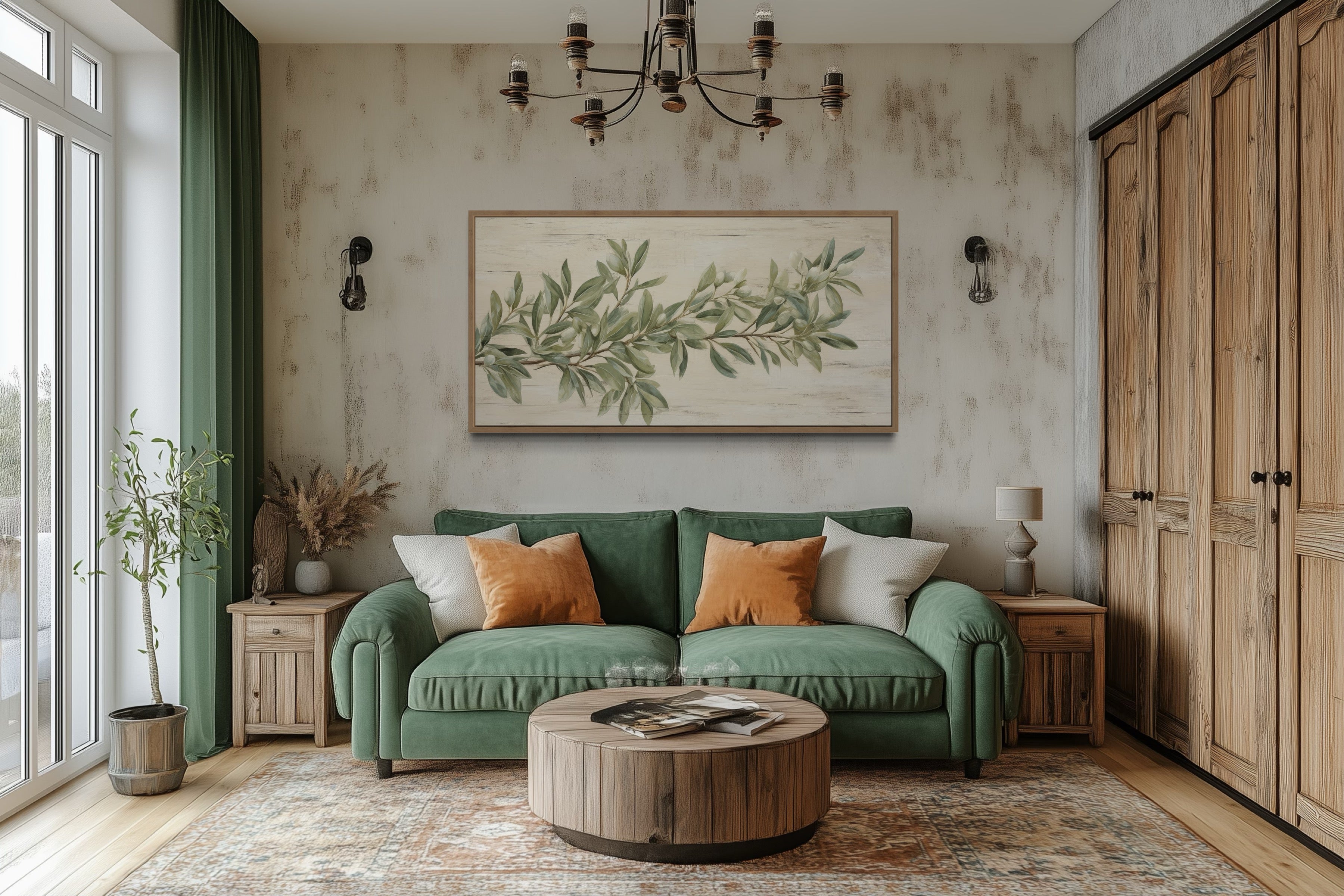 Sage Green Olive Branch Painting | Farmhouse Wall Art – Wall Decor