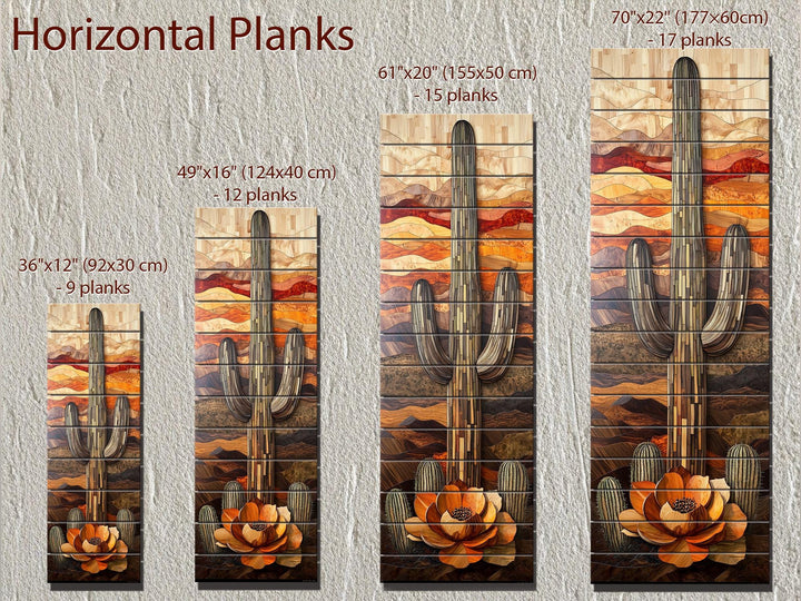 Saguaro Cactus Tall Vertical Real Wood Wall Art