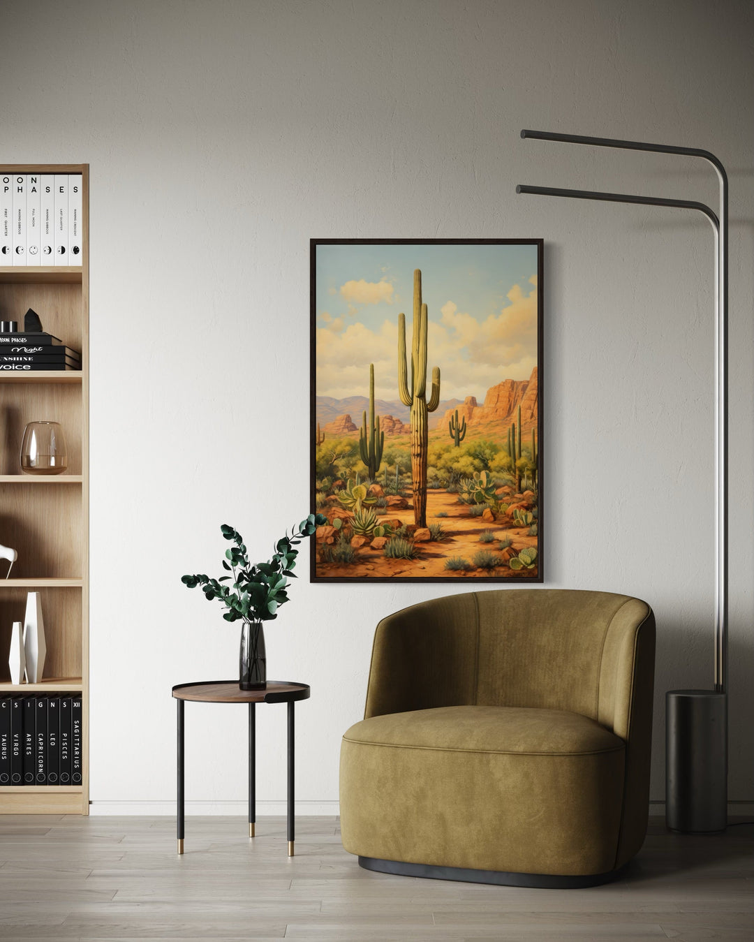 Saguaro Cactus in Arizona Desert Framed Canvas Wall Art