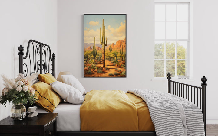 Saguaro Cactus in Arizona Desert Framed Canvas Wall Art