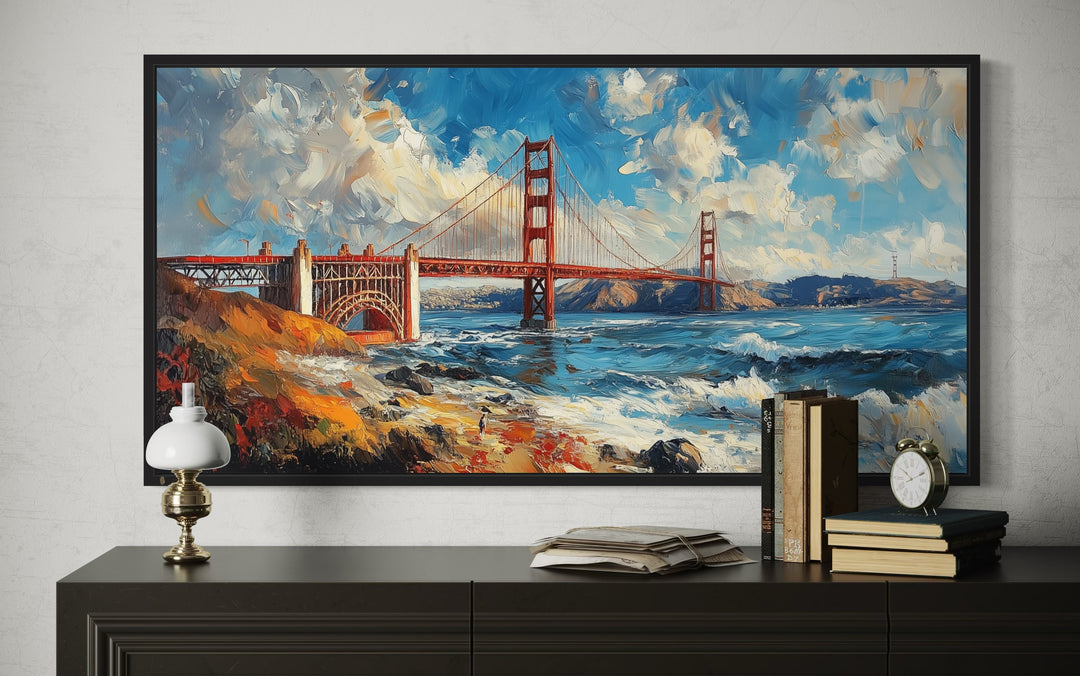 San Francisco Golden Gate Bridge Oil Painting Framed Wall Art