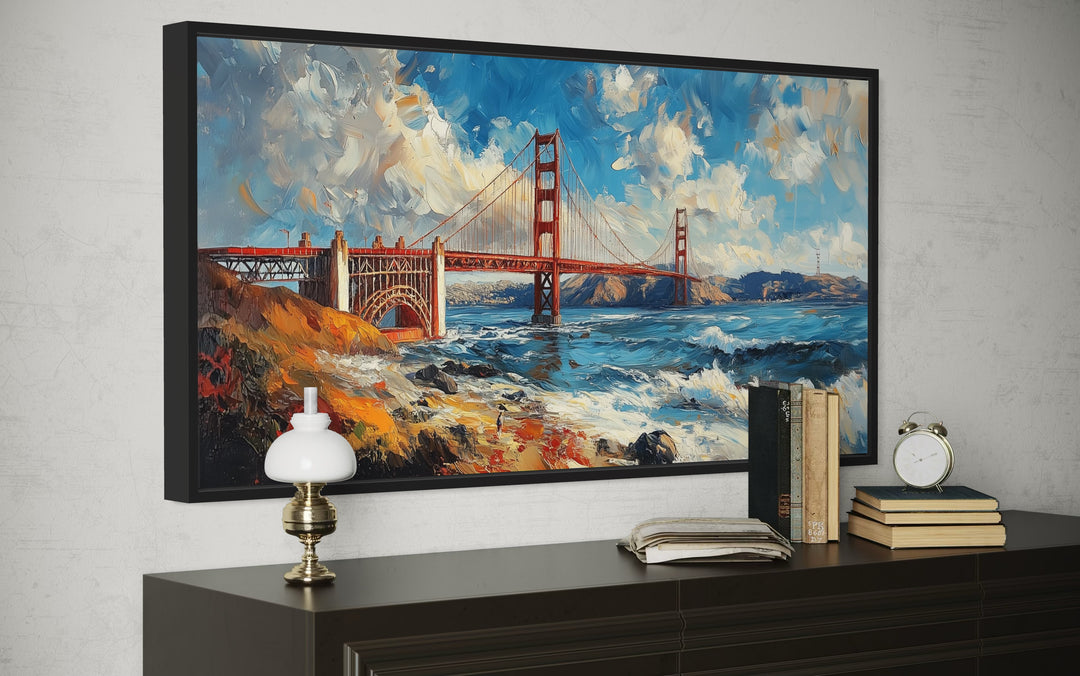 San Francisco Golden Gate Bridge Oil Painting Framed Wall Art