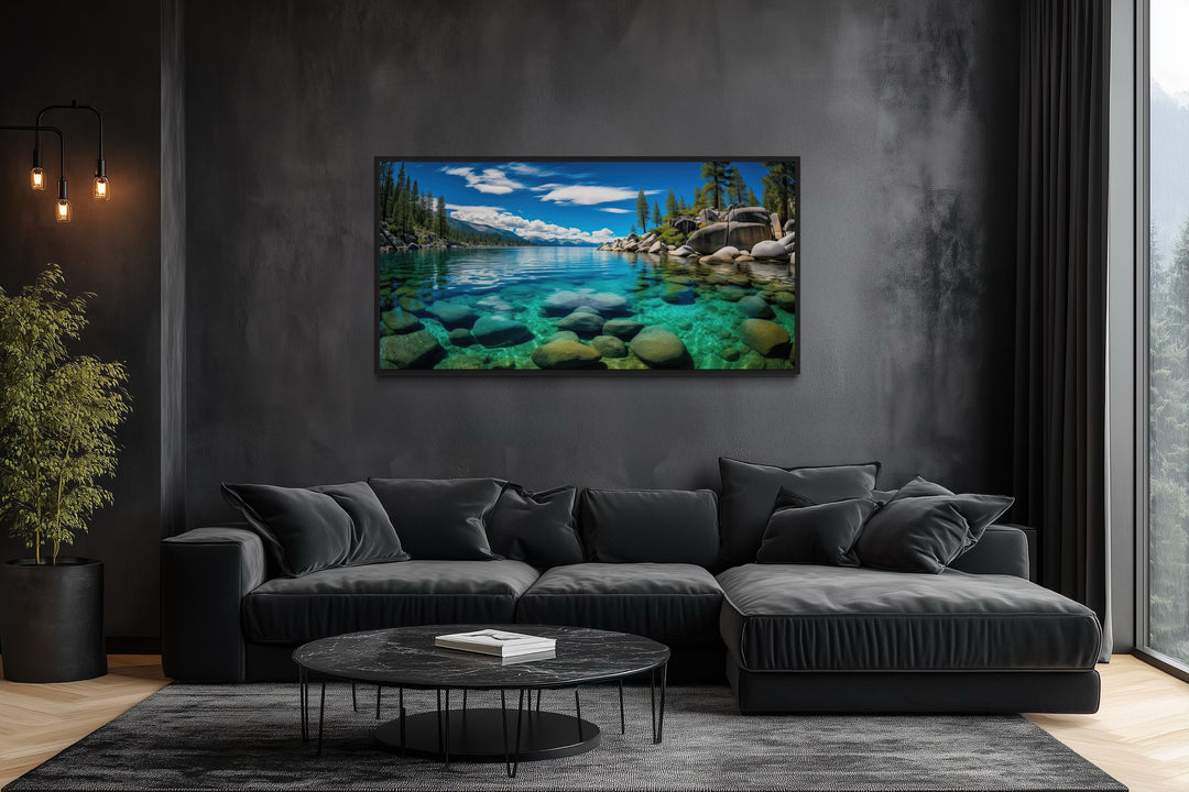 Sand Harbor Lake Tahoe Landscape Framed Canvas Wall Art