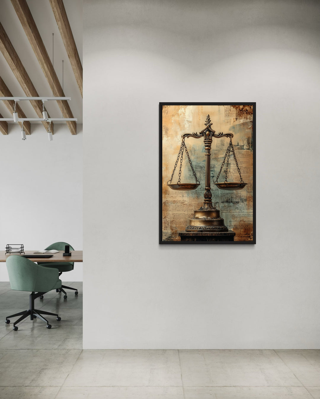 Scales Of Justice Legal Office Framed Canvas Wall Decor