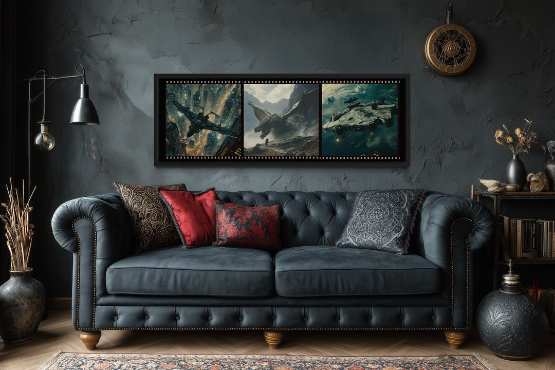 Sci Fi Futuristic Movies Collage Framed Canvas Wall Art For Home Cinema