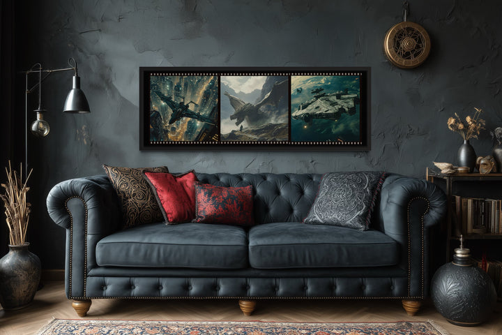 Sci Fi Futuristic Movies Collage Framed Canvas Wall Art For Home Cinema