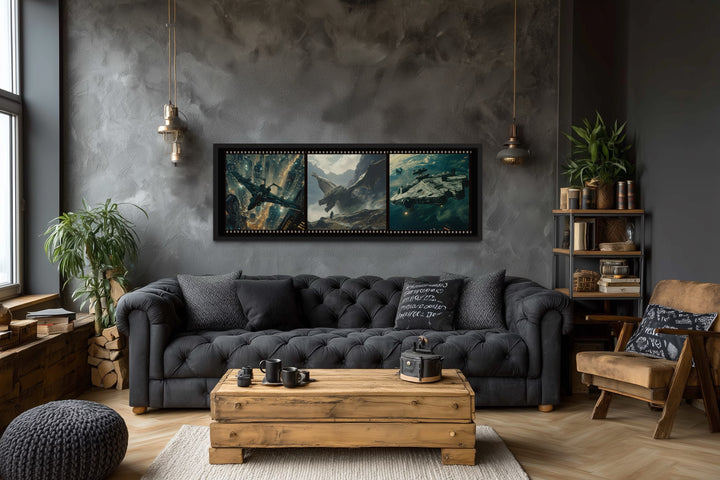 Sci Fi Futuristic Movies Collage Framed Canvas Wall Art For Home Cinema