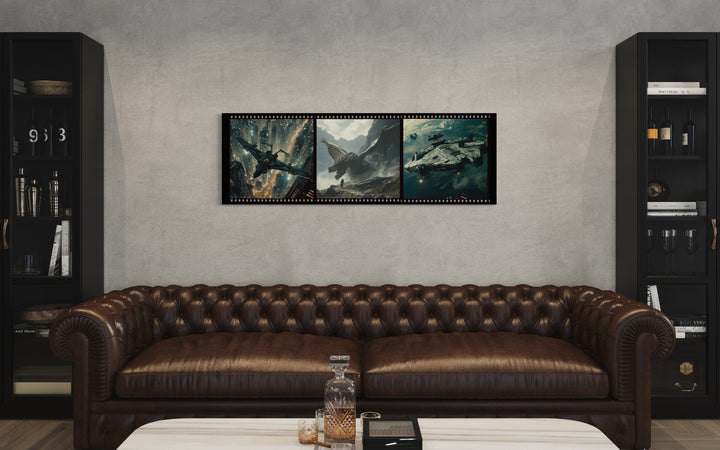 Sci Fi Futuristic Movies Collage Framed Canvas Wall Art For Home Cinema