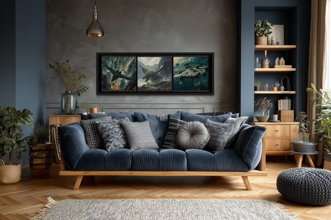 Sci Fi Futuristic Movies Collage Framed Canvas Wall Art For Home Cinema