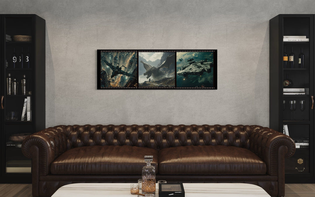 Sci Fi Futuristic Movies Collage Framed Canvas Wall Art For Home Cinema