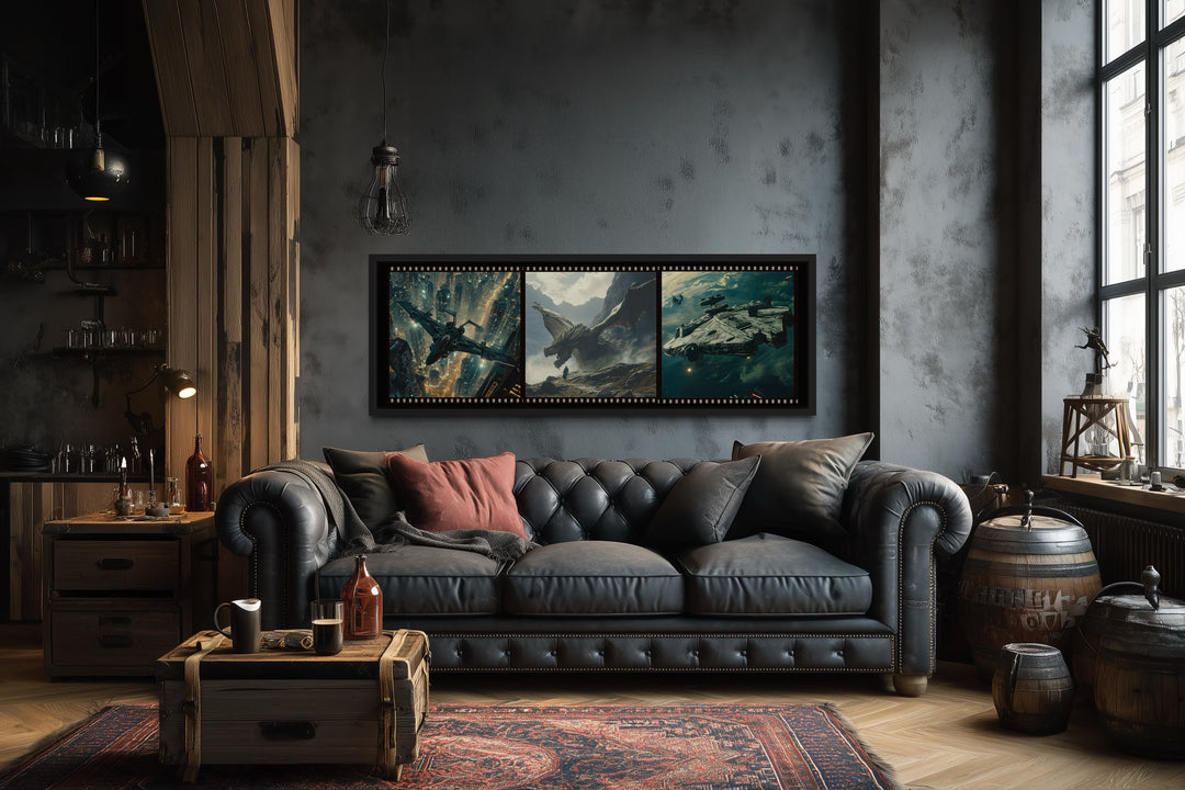 Sci Fi Futuristic Movies Collage Framed Canvas Wall Art For Home Cinema