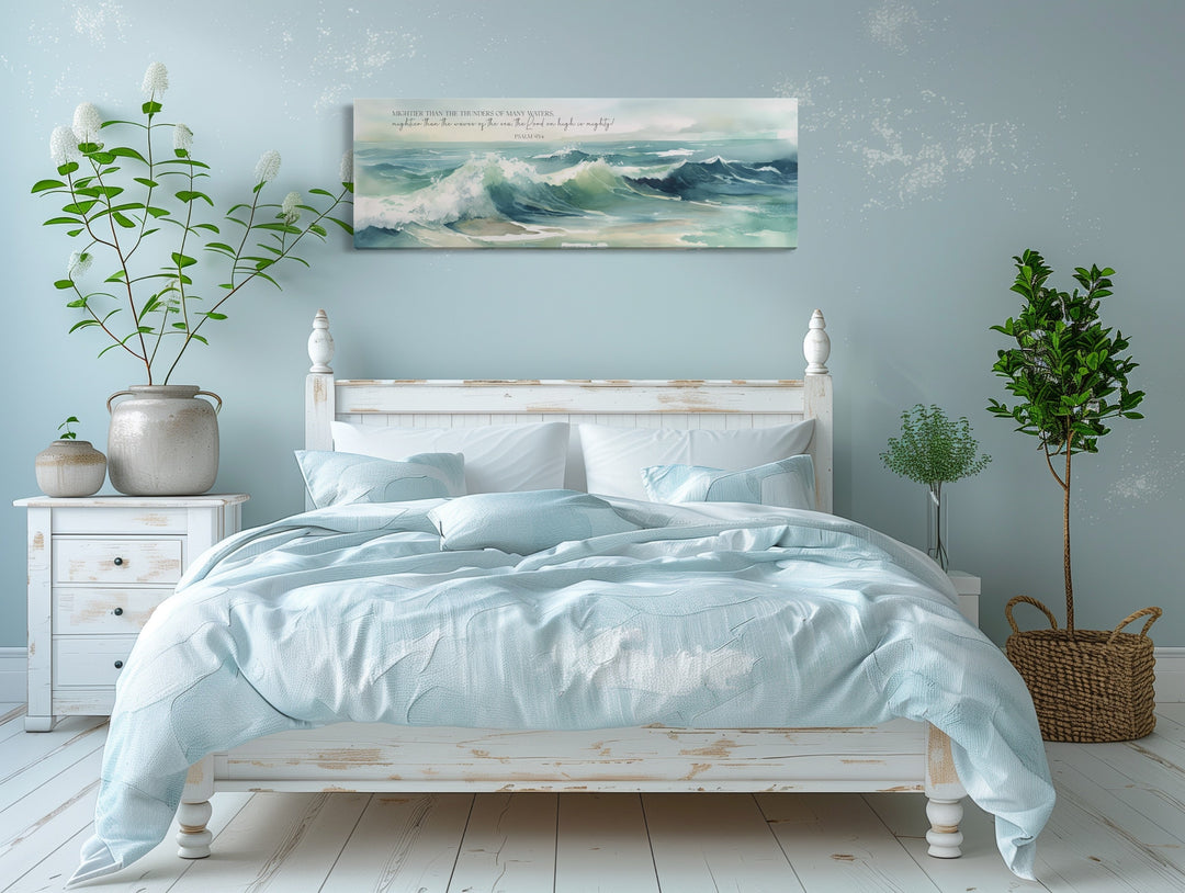 Scripture Wall Art Mightier Than The Waves Horizontal Framed Canvas Wall Art