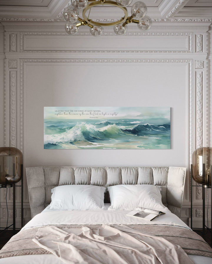 Scripture Wall Art Mightier Than The Waves Horizontal Framed Canvas Wall Art