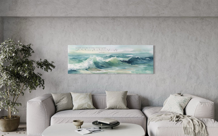 Scripture Wall Art Mightier Than The Waves Horizontal Framed Canvas Wall Art