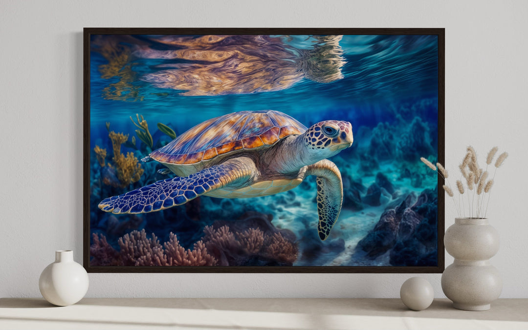 Sea Turtle Framed Canvas Wall Art