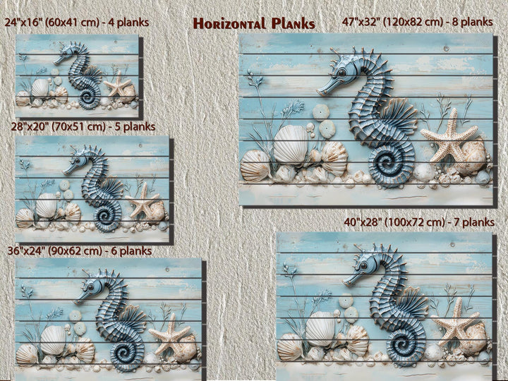 Seahorse Distressed Wood Wall Art For Coastal Decor