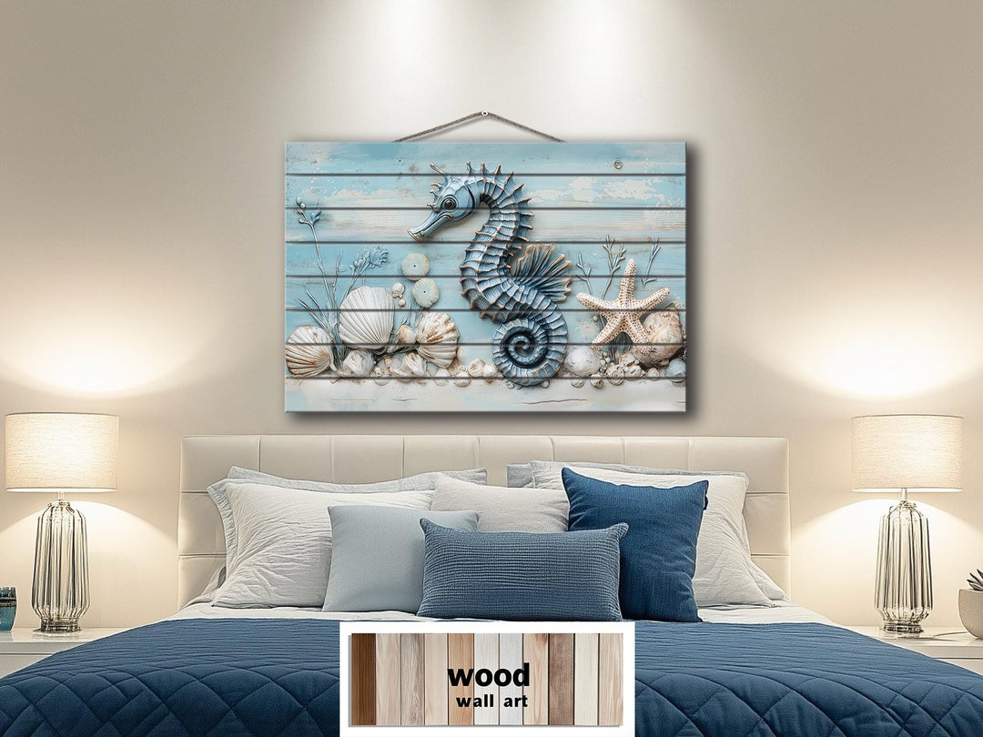 Seahorse Distressed Wood Wall Art For Coastal Decor