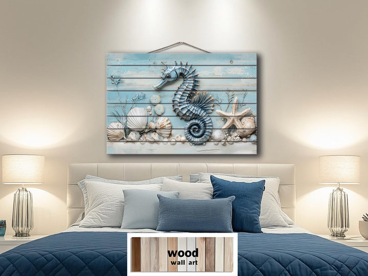 Seahorse Distressed Wood Wall Art For Coastal Decor