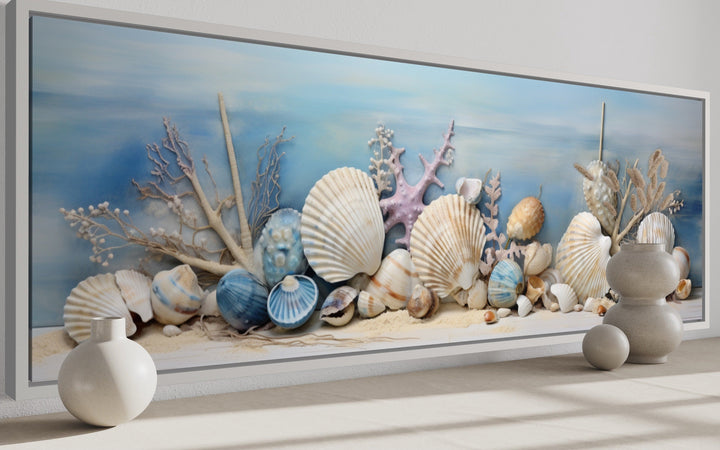 Seashells In Sand Panoramic Coastal Wall Art