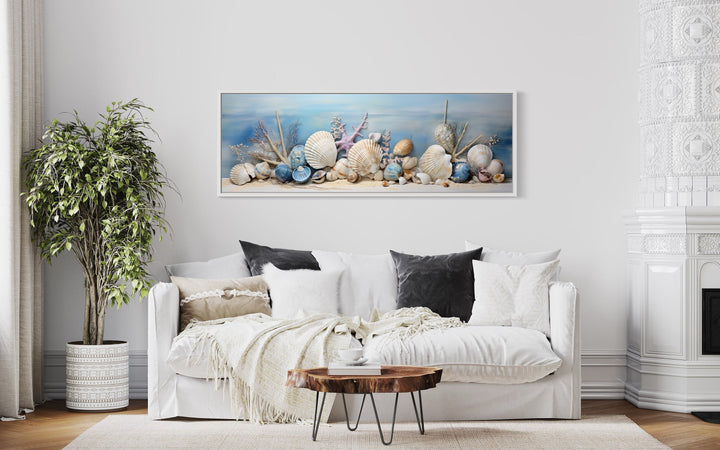 Seashells In Sand Panoramic Coastal Wall Art