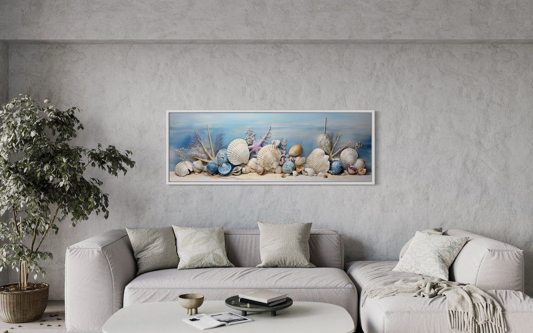 Seashells In Sand Panoramic Coastal Wall Art