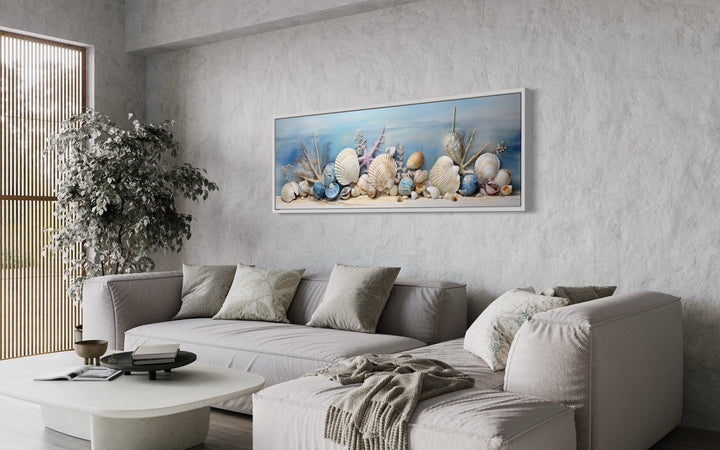 Seashells In Sand Panoramic Coastal Wall Art