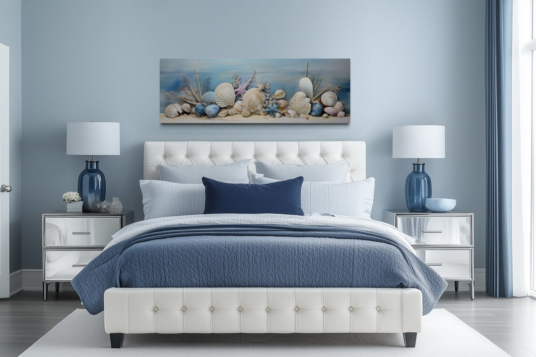 Seashells In Sand Panoramic Coastal Wall Art