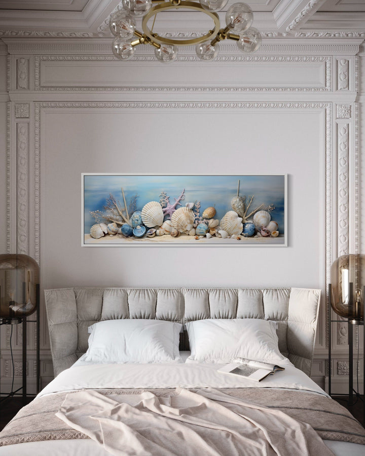 Seashells In Sand Panoramic Coastal Wall Art