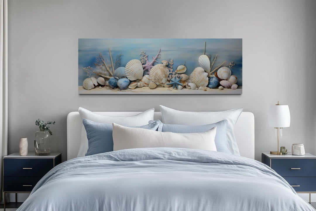 Seashells In Sand Panoramic Coastal Wall Art
