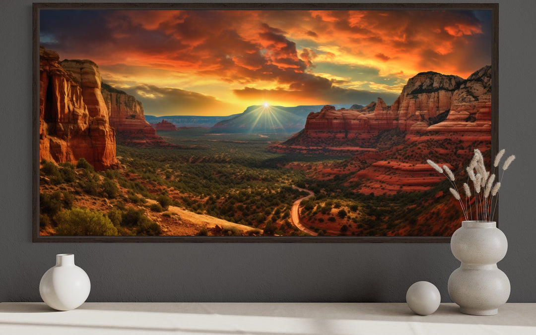 Sedona Sunset Canvas - Framed Southwest Wall Art with Vibrant Sunset Colors