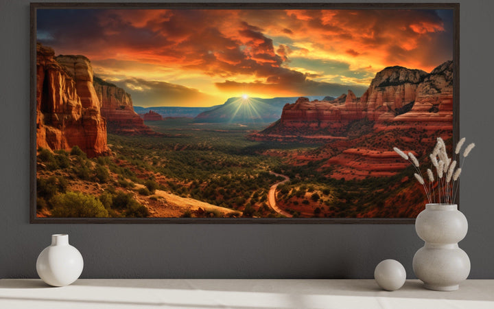 Sedona Sunset Canvas - Framed Southwest Wall Art with Vibrant Sunset Colors