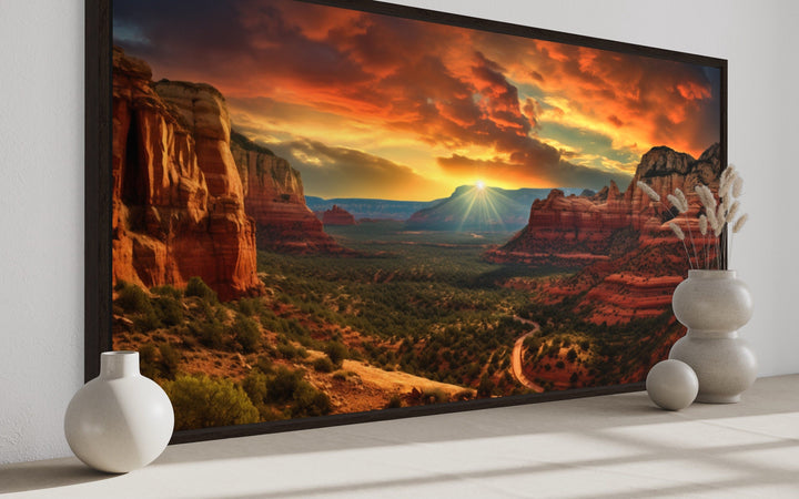 Sedona Sunset Canvas - Framed Southwest Wall Art with Vibrant Sunset Colors