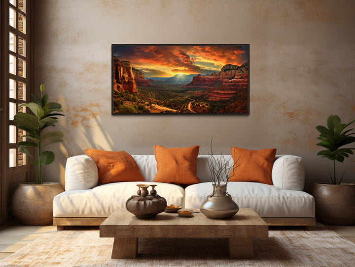 Sedona Sunset Canvas - Framed Southwest Wall Art with Vibrant Sunset Colors
