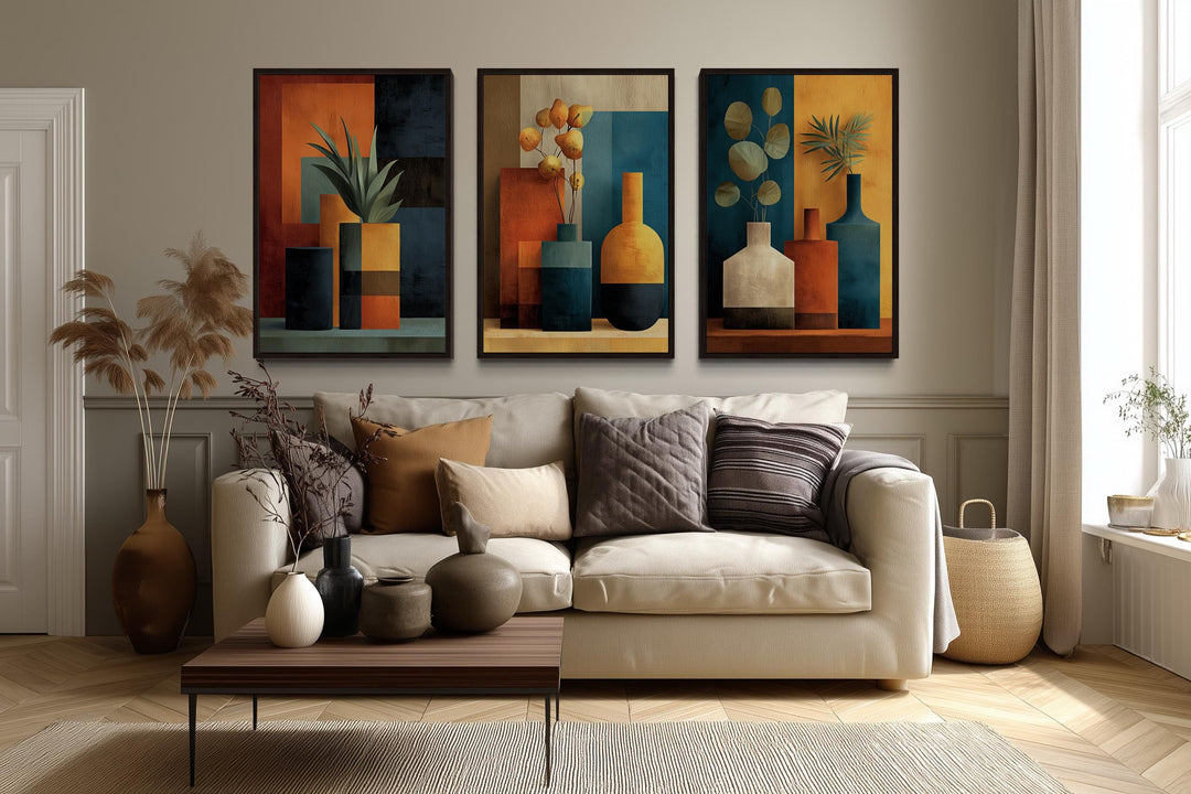 Set Of 3 Geometric Mid Century Modern Living Room Wall Decor