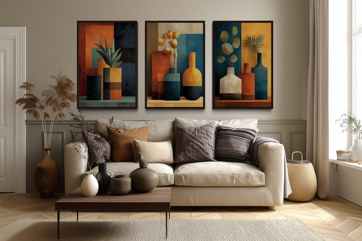Set Of 3 Geometric Mid Century Modern Living Room Wall Decor