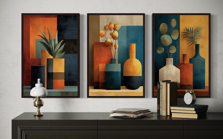 Set Of 3 Geometric Mid Century Modern Living Room Wall Decor