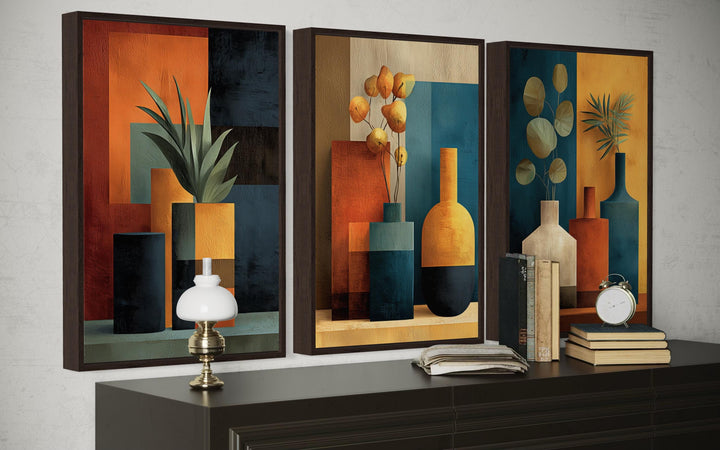 Set Of 3 Geometric Mid Century Modern Living Room Wall Decor