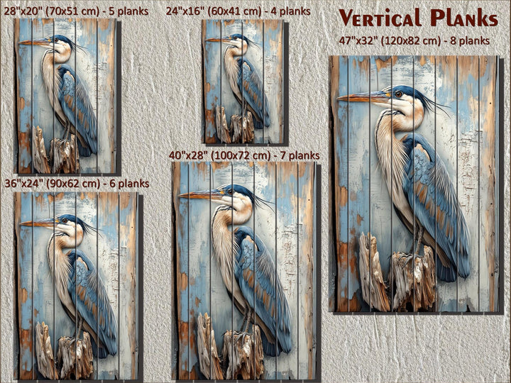 Set of 2 Blue Herons Distressed Wood Wall Art