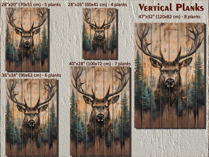Set of 2 Rustic Moose and Deer Distressed Wood Wall Art