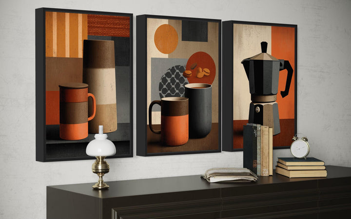 Set of 3 Mid Century Modern Coffee Prints Wall Art