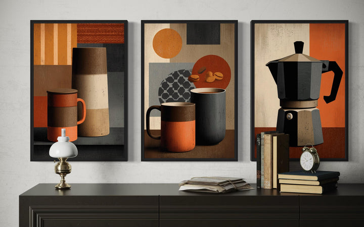 Set of 3 Mid Century Modern Coffee Prints Wall Art