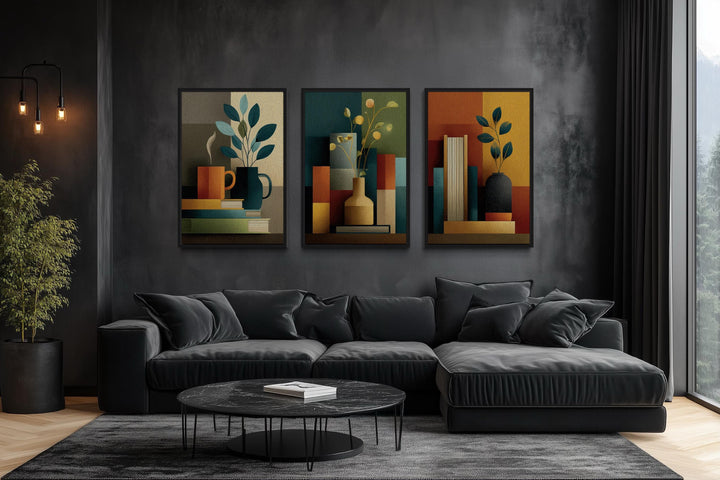 Set of 3 Mid Century Modern Library Wall Decor