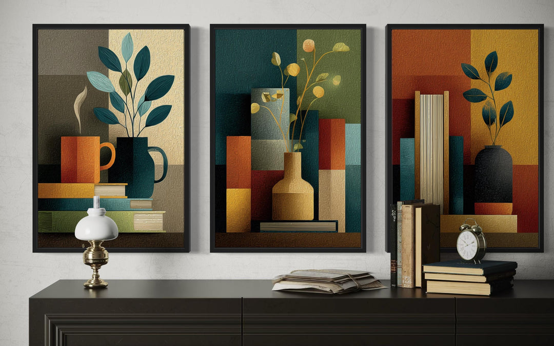 Set of 3 Mid Century Modern Library Wall Decor