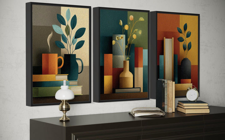 Set of 3 Mid Century Modern Library Wall Decor
