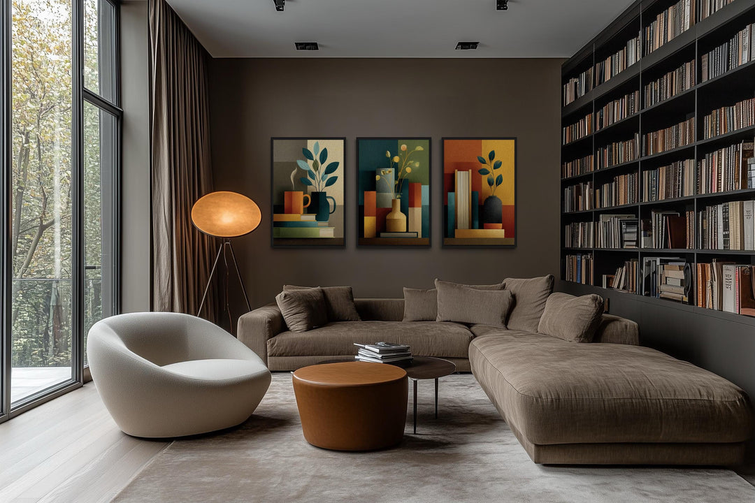 Set of 3 Mid Century Modern Library Wall Decor