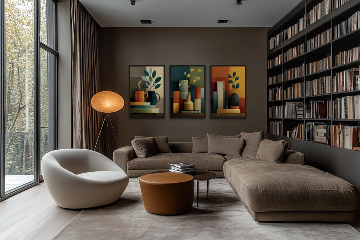 Set of 3 Mid Century Modern Library Wall Decor