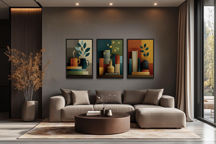 Set of 3 Mid Century Modern Library Wall Decor