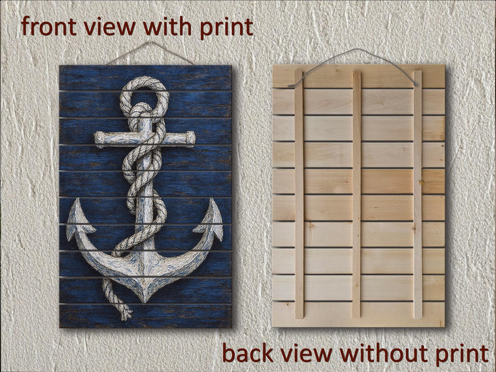 Set of 3 Nautical Distressed Wood Wall Art With Compass, Anchor And Ship Wheel
