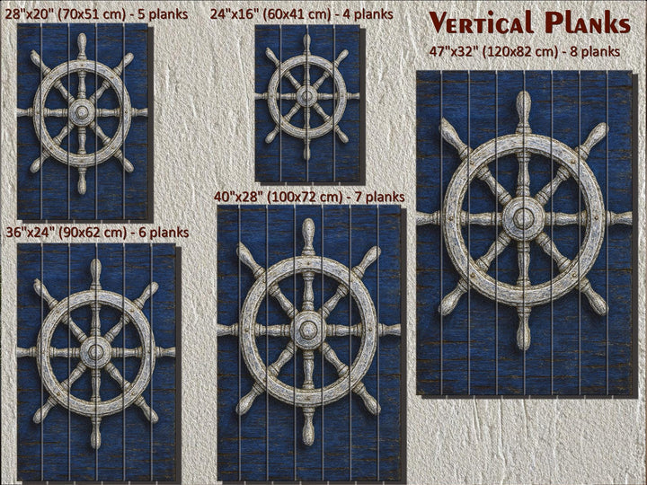 Set of 3 Nautical Distressed Wood Wall Art With Compass, Anchor And Ship Wheel